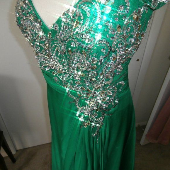 Green Mac Duggal Pageant Prom Gown - Size 14 Large - Picture 2 of 11